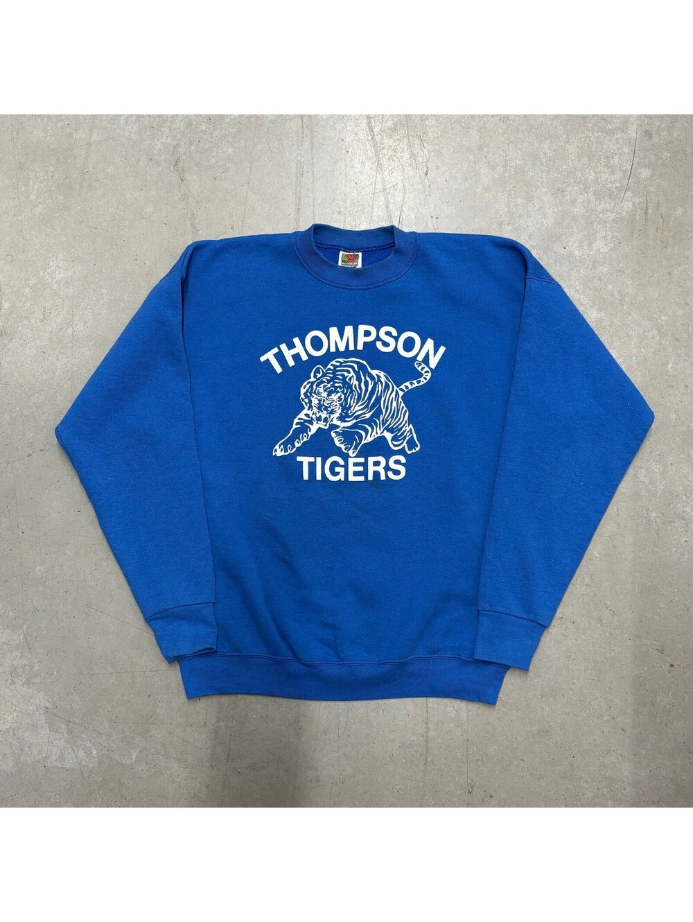 Vintage 90s Thompson Tigers Mascot Graphic Sweatshirt Extra Large Blue